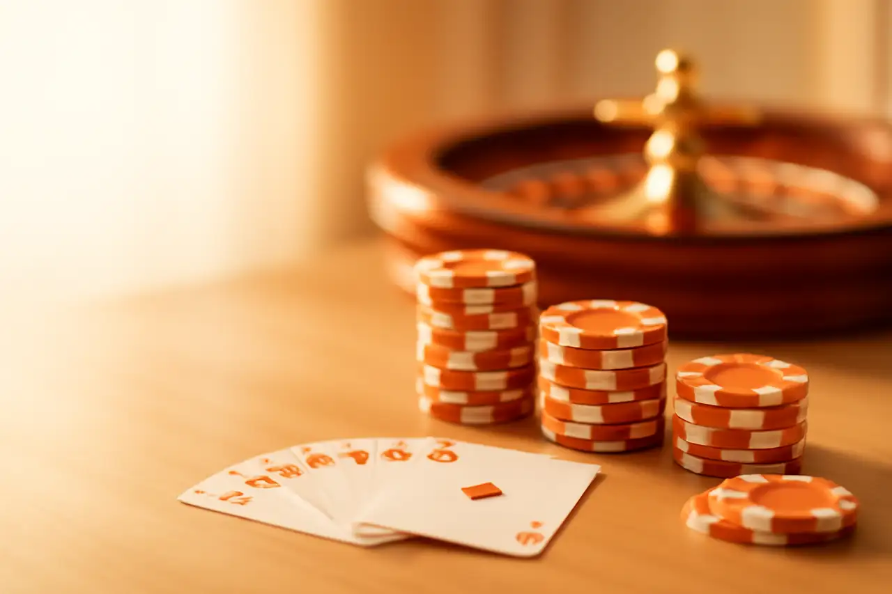 Speeltafel met chips en kaarten bij Betoriginal Casino